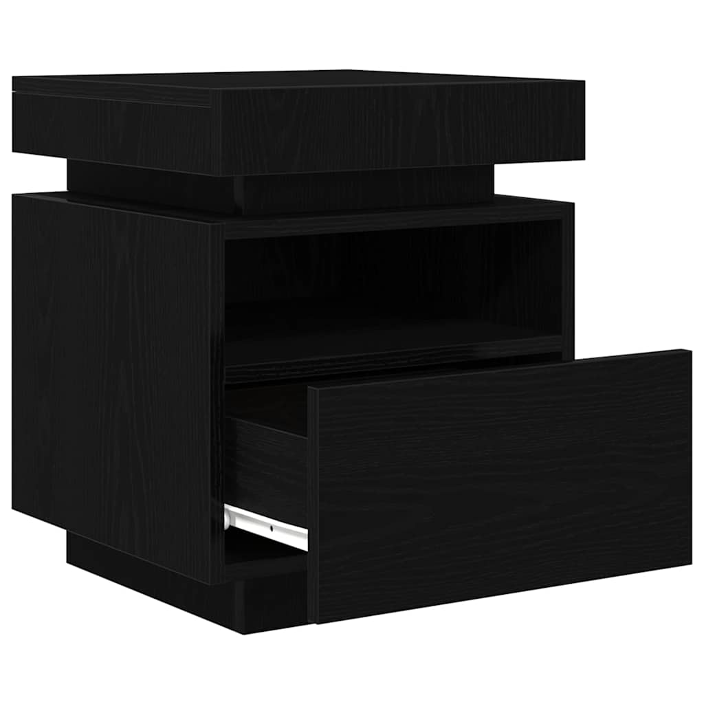 Bedside Cabinet with Drawer 2 pcs Black oak 40 x 39 x 48.5 cm